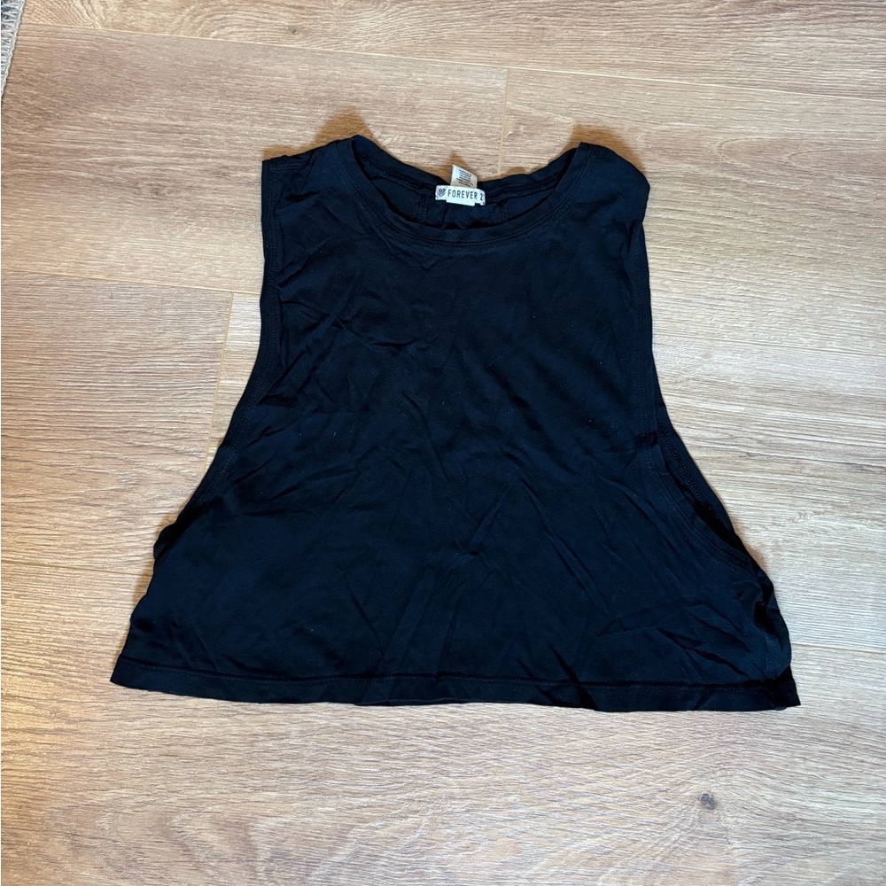 Forever 21 Black Cropped Tank Top